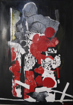 Obra contemporánea nombrada « Mégalithe rouge et blanc », Hecho por FERNANDEZ