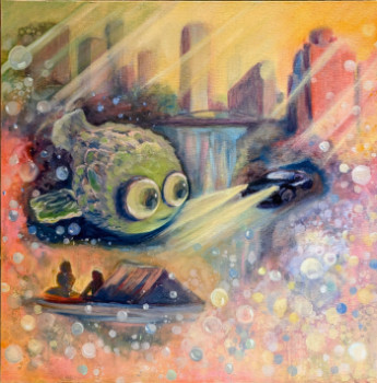 Obra contemporánea nombrada « Meditation with a pufferfish », Hecho por JULIA KKOS