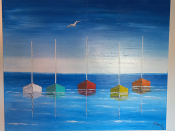 Obra contemporánea nombrada « Bateaux en mouillage », Hecho por JONATHAN'S ART