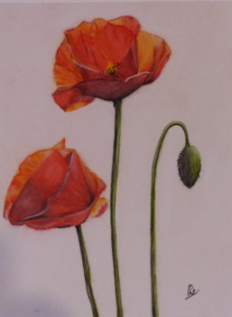 Obra contemporánea nombrada « Rouge coquelicot », Hecho por INSTANT PASTEL