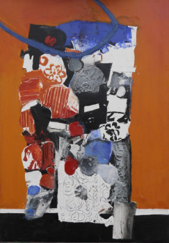 Obra contemporánea nombrada « Fond orange I », Hecho por FERNANDEZ