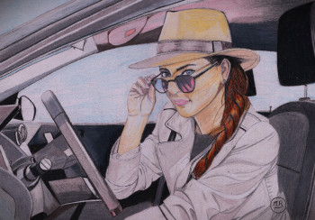 Obra contemporánea nombrada « Lunettes au volant », Hecho por PIRDESSINS