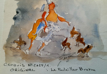 Obra contemporánea nombrada « LE POULAILLER BRETON », Hecho por LOUIS LERAY