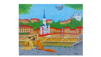 Obra contemporánea nombrada « Le Petit Prince visite Lyon », Hecho por COMBEMICHEL