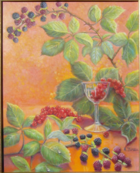 Obra contemporánea nombrada « Branches de mûrier et groseilles », Hecho por AMALIA MEREU