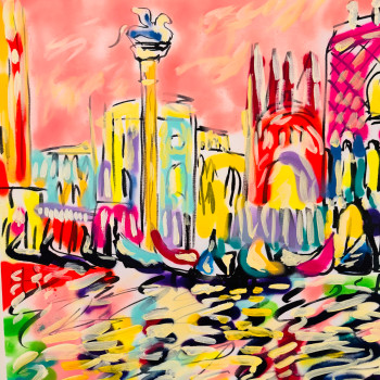 Obra contemporánea nombrada « Evening in Venise 2 », Hecho por PAUGAM PAUGAM DANIEL