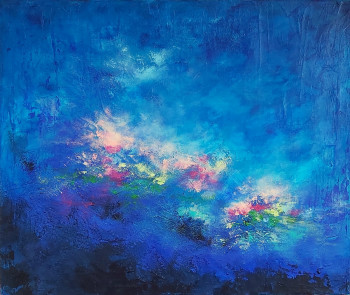 Obra contemporánea nombrada « Bleu Autour », Hecho por HéLèNE ZENATTI