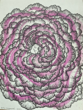 Obra contemporánea nombrada « La fleur de ma chair (rose) », Hecho por JUSTINE GUYOMARD
