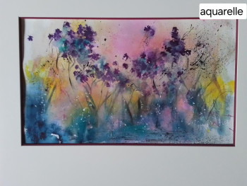 Obra contemporánea nombrada « Fleurs mauves », Hecho por BONVARLET