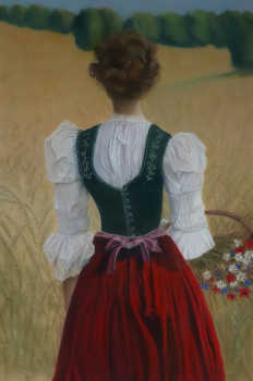 Obra contemporánea nombrada « Jeune femme aux blé », Hecho por FRANCIS RIANCHO