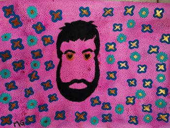 Obra contemporánea nombrada « Barbu rose », Hecho por MG