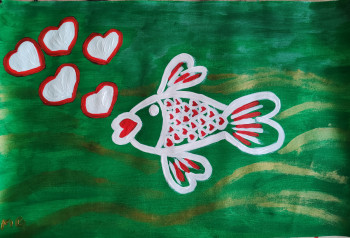 Obra contemporánea nombrada « Poisson bisous », Hecho por MG