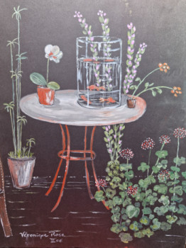 Obra contemporánea nombrada « Patio », Hecho por VéRONIQUE ROSE