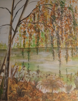 Obra contemporánea nombrada « Lac en automne », Hecho por HB