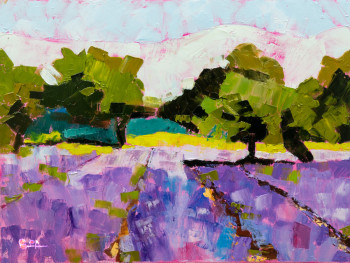 Obra contemporánea nombrada « Terres de Provence VII - Huile au couteau - 80x60 cm », Hecho por PATRICK BAUQUEL