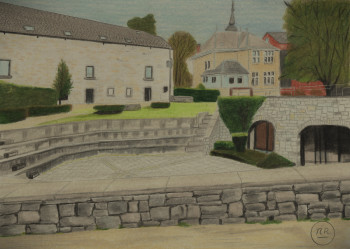Obra contemporánea nombrada « Marche-en-Famenne Rue des Carmes », Hecho por PIRDESSINS