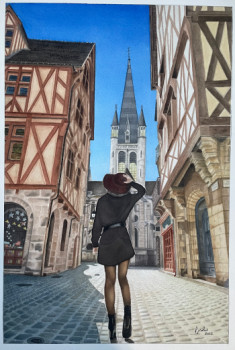 Obra contemporánea nombrada « regard de femme sur Notre Dame , DIJON », Hecho por FRANçOIS COLAS