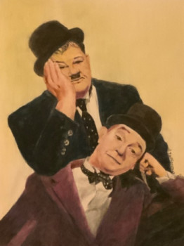 Obra contemporánea nombrada « Pause pour Stan et Oliver », Hecho por JACQUES TAFFOREAU