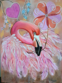 Obra contemporánea nombrada « flamand rose », Hecho por TANOPOULOSART