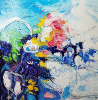 Obra contemporánea nombrada « Fantaisie en jardin 43, au loin, ici », Hecho por ELISABETH AUGENDRE