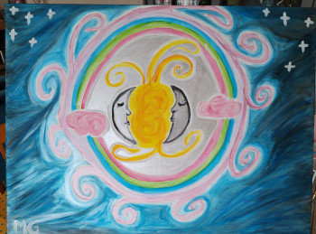 Obra contemporánea nombrada « Question à la Lune », Hecho por MG