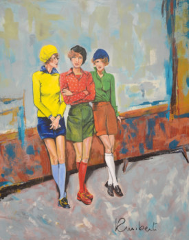 Obra contemporánea nombrada « Three girls », Hecho por KARINE CUNIBERTI