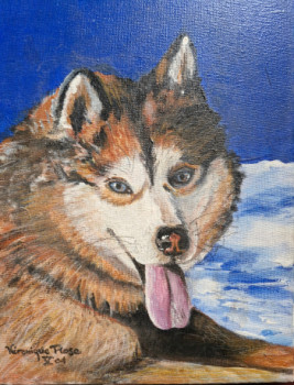 Obra contemporánea nombrada « Husky », Hecho por VéRONIQUE ROSE