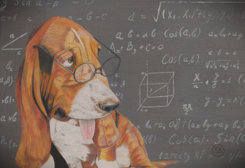 Obra contemporánea nombrada « Smart Doc (chien intelligent) », Hecho por PIRDESSINS