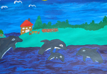 Obra contemporánea nombrada « Delfinfamilie », Hecho por G.K.