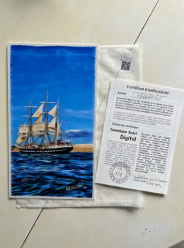 Obra contemporánea nombrada « Le Belem sur le bassin », Hecho por DOMINIQUE DULOT DIGITAL