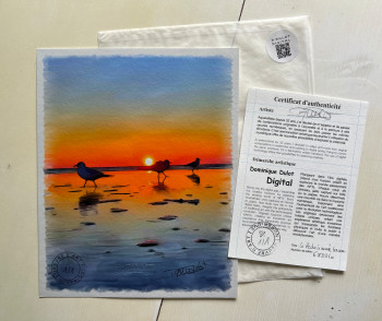 Obra contemporánea nombrada « La pêche à marée basse », Hecho por DOMINIQUE DULOT DIGITAL