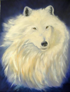 Obra contemporánea nombrada « Loup Blanc », Hecho por DAN.LECLERCQ