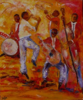 Obra contemporánea nombrada « Five Blacks Jazz », Hecho por RAOUL RIBOT