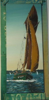 Obra contemporánea nombrada « un vieux greement vert aux voiles cachou », Hecho por LUDO