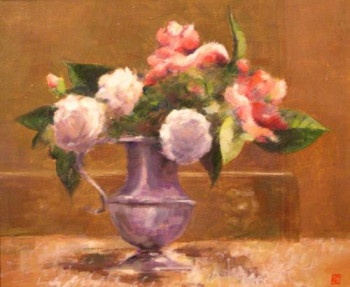Obra contemporánea nombrada « camelias », Hecho por GéRARD HASCOET