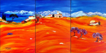 Obra contemporánea nombrada « TRIPTYQUE PROVENCAL », Hecho por MARIE-FRANCE BUSSET