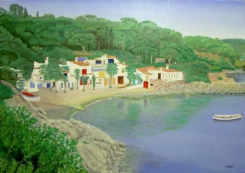 Obra contemporánea nombrada « Cala s'Alguer - Village de pêcheurs », Hecho por ROBERT MOTA