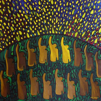 Obra contemporánea nombrada « Tous les peuples de la terre vivent sous les étoiles », Hecho por FéLIX MONGET