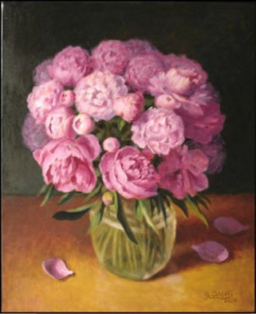 Obra contemporánea nombrada « pivoines », Hecho por GUERINO ANGELI