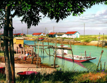Obra contemporánea nombrada « Vacances à la Tremblade (Charente Maritime) », Hecho por GAUTIER