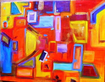 Obra contemporánea nombrada « construction colorée », Hecho por FRANçOISE MARYSE DAUDEVILLE