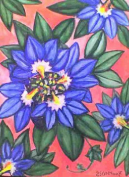 Obra contemporánea nombrada « Fleurs bleues », Hecho por STEPHANE CUNY