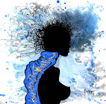 Obra contemporánea nombrada « Africa Blue », Hecho por PATRICE MURCIANO