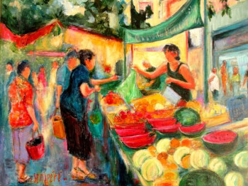 Obra contemporánea nombrada « Le marché Provençal », Hecho por FLAVIEN SEMPéRé