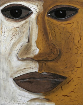 Obra contemporánea nombrada « VISAGE D'AFRIQUE », Hecho por NATHALIE MOLIN