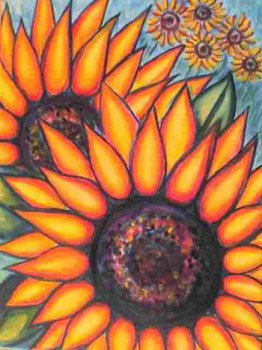 Obra contemporánea nombrada « Serie les Tournesols - N° 5 2 », Hecho por STEPHANE CUNY