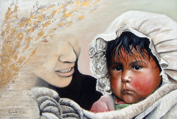 Obra contemporánea nombrada « bébé péruvien au bonnet », Hecho por LYSAND