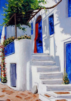 Obra contemporánea nombrada « Mykonos », Hecho por VIVIANE LESUISSE