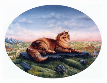 Obra contemporánea nombrada « Sa majesté le Maine Coon », Hecho por BERNARD VERCRUYCE