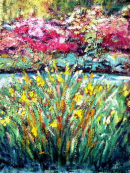 Obra contemporánea nombrada « iris jaunes », Hecho por RAYMOND BOURMAULT